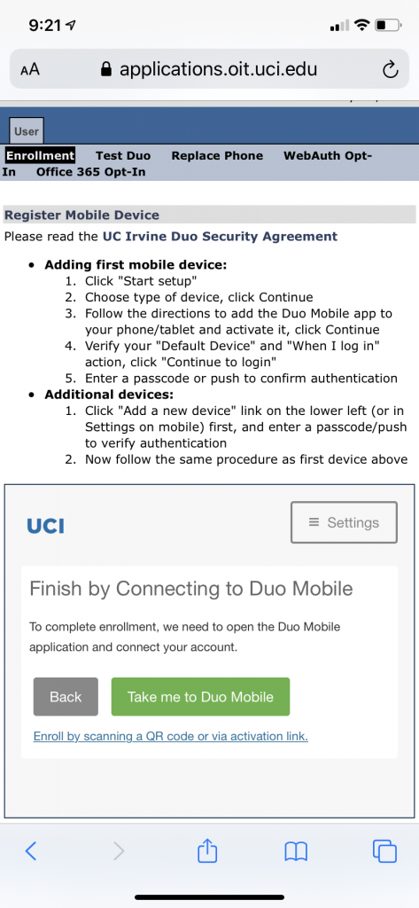 Finish by connecting Duo Mobile